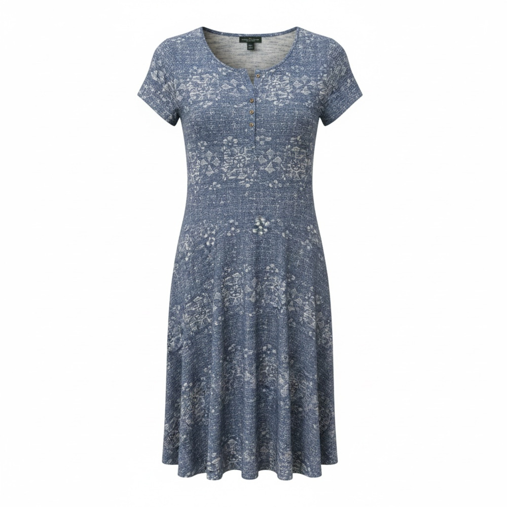 Lauren Jeans Co. Ralph Lauren Blue Patterned Henley Dress Size L